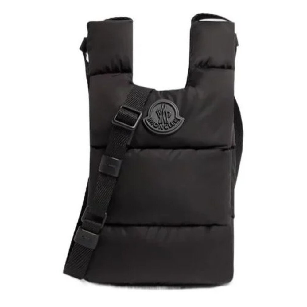 Moncler Women's Black Legere Logo Patch Quilted Crossbody Bag